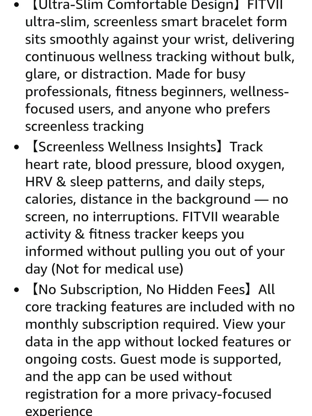 FITVII Black Fitness Tracker Band with Gold Accents Screenless Activity Tracker